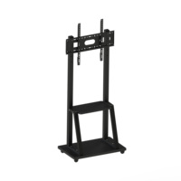 Chariot TV mobile en acier laminé à froid, finition peinte en poudre noire, pour téléviseurs de 40 à 85 pouces, jusqu'à 75 kg/165 lb, VESA max 600x500 mm