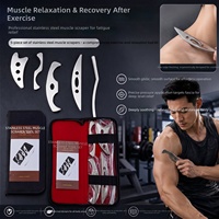 Kit de 5 gratte-muscles en acier inoxydable IASTM pour massage des fascias avec sac à fermeture éclair Gua Sha