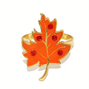 6 Anillos para Servilletas de Acero Inoxidable con Diseño de Hoja de Arce Dorada, Estilo Bohemio Retro Elegante y Ecológico para Fiestas - Product Image 5