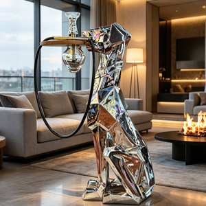 Luxury Silver Mirror Finish Dog Portable Shisha Set 100CM Resin Shisha <b>Hookah</b> Set Arabic <b>Hookah</b> Germany <b>Hookah</b> Pen In Stock - Product Image 5