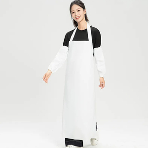 <strong>White</strong> Color Sleeveless Adult <strong>Apron</strong> Reusable Eco-Friendly Waterproof Oil-proof PVC Leather Waist Kitchen Canteen Meal Lined - Product Image 5