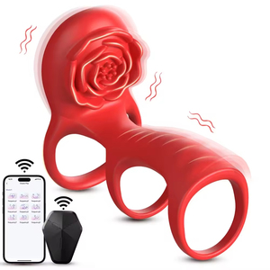 Anillo Vibrador para Hombre, Anillo Fino con Bloqueo y Condón, Placer Masculino en Pareja, 9 Frecuencias, Vibración Doble Interna y Externa - Product Image 1