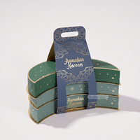 Boîte de dattes sucrées en forme de croissant du Ramadan avec logo personnalisé en relief, emballage en carton pour chocolat, thème Aïd