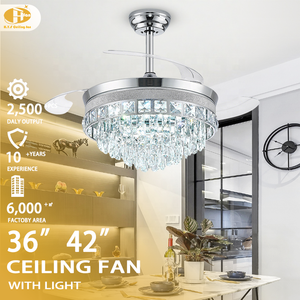 Lustre en cristal de luxe, <span class=keywords><strong>luminaire</strong></span> de plafond à pales rétractables en PC, dimmable, à courant continu, <span class=keywords><strong>avec</strong></span> télécommande pour salon et villa - Product Image 2