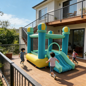 Château gonflable 2 en 1 avec toboggan et piscine à jets d'eau, filet de sécurité et conception anti-renversement - Product Image 2