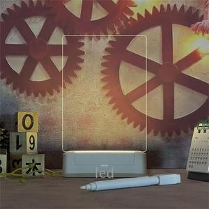Tablero de mensajes iluminado para mesa, luz de noche con bolígrafo Rectangular ABS, acrílico, reescribible, bricolaje - Product Image 3