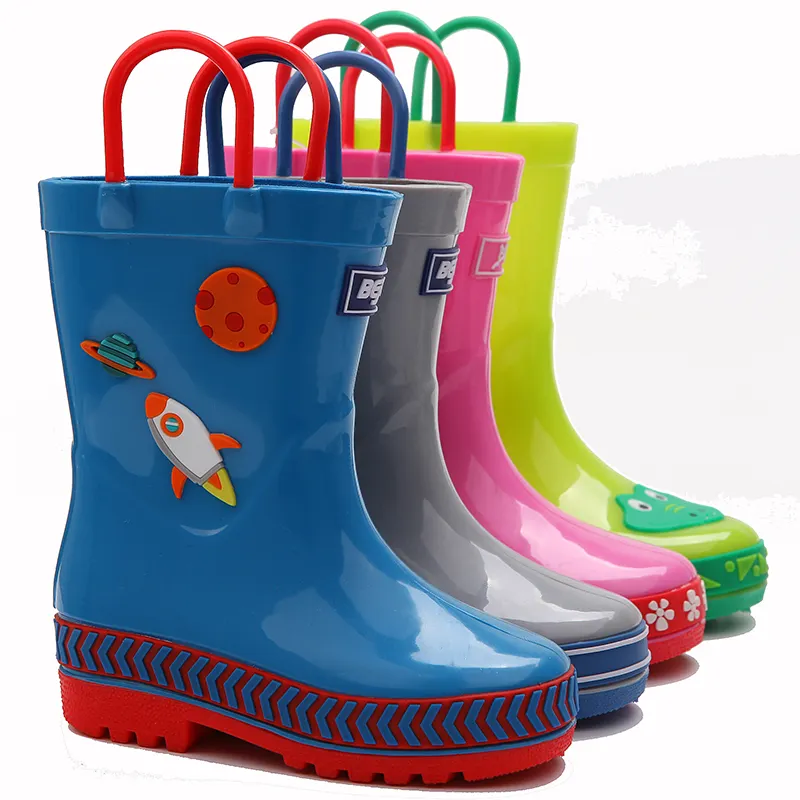 Rain Gum Boots Ladies for Women Waterproof Adult Customize Waterproof Boots Fashion Half Colorful Animal Patch Heel Pvc Size 9