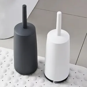 Cepillo de limpieza de inodoro de silicona con mango largo y base de pie, herramienta de limpieza doméstica de plástico para accesorios de baño y WC - Product Image 3