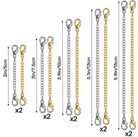 Ensemble de 10 fermoirs mousquetons double extrémité transparents plaqués, chaînes d'extension rondes pour la fabrication de colliers