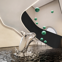 Ornement mural en fibre de verre en forme de baleine, sculpture de dauphin et de requin, installation artistique murale pour hall de centre commercial et hôtel
