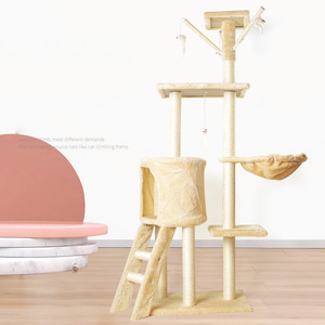 Mobilier pour chat : Arbre à chat 5 niveaux avec plateformes, poteaux à gratter en sisal, lit et jouet en fourrure - Product Image 4