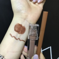 Nouveautés : Kit Lèvres Hydratant 2-en-1 Personnalisable avec Logo – Brillant et Haute Brillance, Marron, 2 Pièces (Gloss et Crayon à Lèvres) – Marque Privée