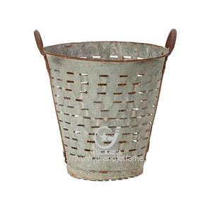Prezzo di fabbrica 3.2 gallone rustico in metallo cestello di stoccaggio in metallo cesto di stoccaggio in metallo cesto per la casa giardino - Product Image 6