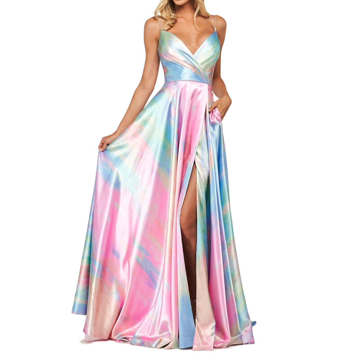 Satin Print Suspenders Elegant Upscale Evening Dress Banquet Gown Wedding  Dress| Alibaba.com