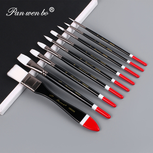 Panwenbo 9Pcs Nylon Mix Cheveux Forme Acrylique <span class=keywords><strong>Pinceau</strong></span> Set Manche en Bois Professionnel Aquarelle Pinceaux pour <span class=keywords><strong>Peinture</strong></span> à l'Huile - Product Image 6
