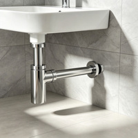 Kit de siphon de lavabo chromé G1 1/4 réglable en hauteur, mural, anti-odeur pour salle de bain