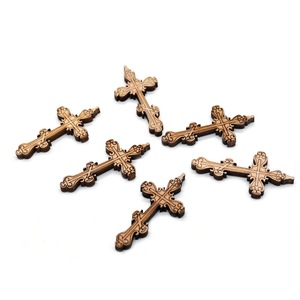 Natural Wood Color Cross Pendant 20Pcs For Necklace Making DIY Jewelry Accessories Irregular Shape - Product Image 5