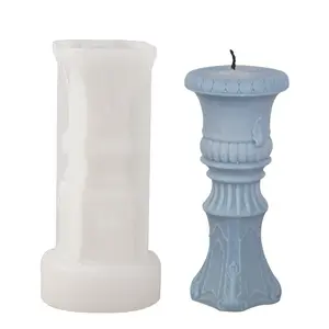 新款罗马柱香薰蜡烛欧式复古家居装饰设计蜡烛模具豪华支柱蜡烛模具硅胶