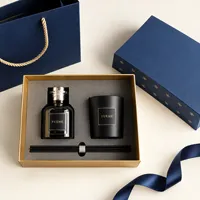 Diffuseur à bâtonnets noir de luxe 125 ml et bougie parfumée 165 g, coffrets cadeaux écologiques pour mariage – Vente Flash