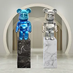 Esculturas abstractas personalizadas de fibra de vidrio Esculturas de lujo Fluid Bearbrick Estatua de 100 cm