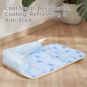 Kühlmatte für Haustiere, Katzen und Hunde, Sommer, modernes Stoffdesign, umweltfreundlich, Cartoon-Muster, anpassbare Größe, Schlafbett mit erhöhtem Kissen - Product Image 4