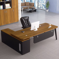 Set Scrivania Direzionale LBZ-124X, Scrivania di Lusso per Manager con Struttura a L, Design Moderno Minimalista in PVC
