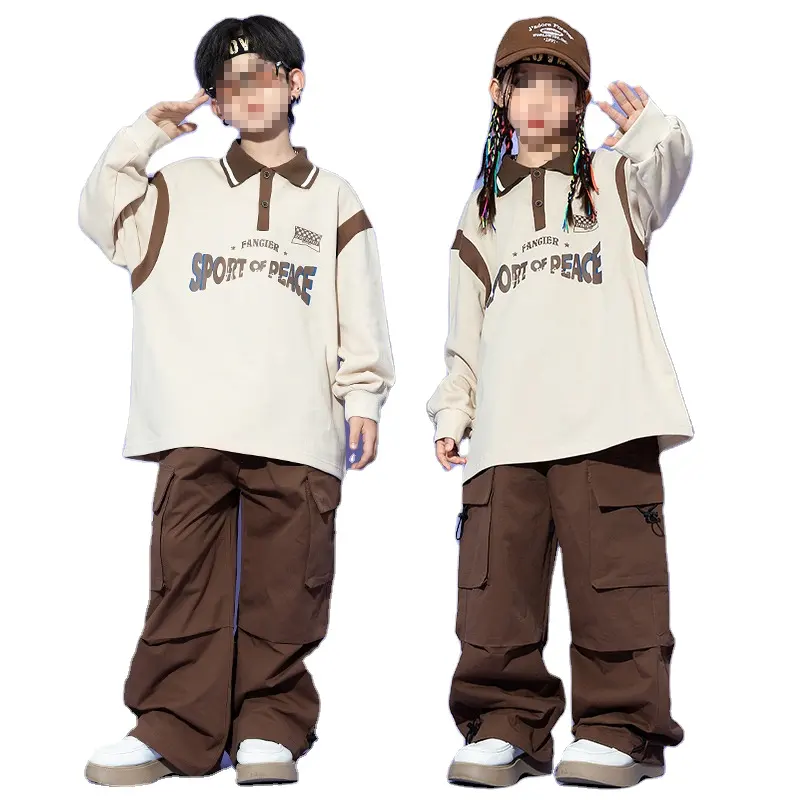 Children's hip-hop fashion clothes boys' hiphop long-sleeved hiphop girls' jazz dance clothes children's catwalk suit