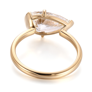Anillo de compromiso original de diseñador, personalizado, de oro amarillo de 18k, con incrustaciones de diamantes cultivados en laboratorio con corte de pera, certificado por IGI, genuino. - Product Image 2