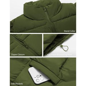 FOXA Gilet matelassé léger sans manches pour femme, col montant, fermeture éclair, coupe-vent, vêtement d'extérieur d'hiver - Product Image 3