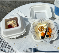 Boîte à lunch jetable en bagasse de canne à sucre, boîte à lunch en forme de coquille, biodégradable, pour croissant, gâteau, hamburger, contenant alimentaire