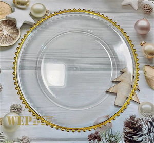 13 Inch <strong>Tiffin</strong> Charges <strong>Plates</strong> Plastic Charger <strong>Plates</strong> Gold Plastic - Product Image 5