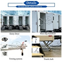 Remorque sanitaire mobile 4 postes avec douche, toilettes portables avec lavabo et miroir pour chantier et foire