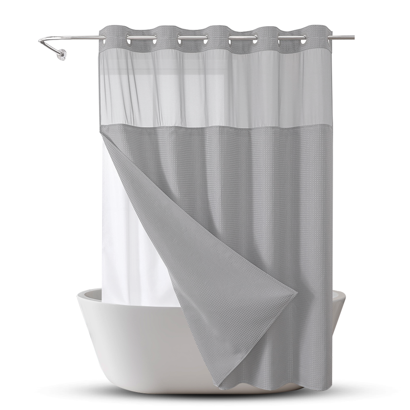 Polyester Textured hookless Shower Curtain with