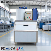 Machine à glace en flocons industrielle BesCool à haute productivité, 380V, capacité de stockage de 50 kg, usine à glace avec compresseur, refroidissement par eau