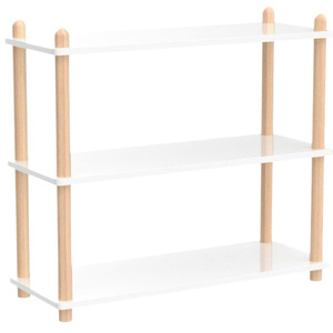 HS Storage And Organization Modern Minimalist Solid Wood Bookshelf 3 Tier White With Natural Wood Legs For Home Study Storage - Product Image 5