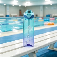 Bouteille Tritan+PP anti-fuite, sans odeur, compatible lave-vaisselle, avec couvercle à ouverture rapide pour boire directement, idéale pour la randonnée et le camping en extérieur
