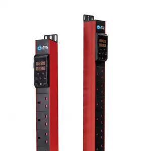 Cabezal inteligente con pantalla LCD OU Vertical, 16A, 240/250V, personalizado, tipo Reino Unido, BS1363, RS485, 21way, montaje en estante, pdu con función de alarma