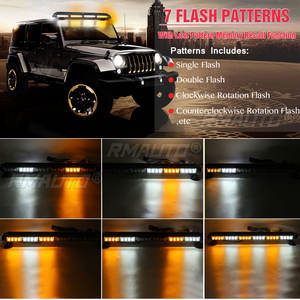 Barre lumineuse LED stroboscopique pour camion et voiture, 28 LED, balise clignotante, lampes d'avertissement d'urgence pour toit, 7 modes de clignotement, blanc et ambre - Product Image 2