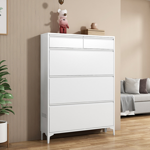 Gabinete <span class=keywords><strong>de</strong></span> almacenamiento <span class=keywords><strong>de</strong></span> zapatos delgado <span class=keywords><strong>de</strong></span> estilo moderno, acero y madera con reposapiés, estante <span class=keywords><strong>de</strong></span> zapatos <span class=keywords><strong>de</strong></span> entrada, organizador <span class=keywords><strong>de</strong></span> Material <span class=keywords><strong>de</strong></span> hierro - Product Image 3