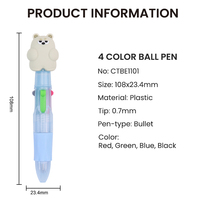 Stylo bille multicolore MONDOF, mini, créatif, thème dessin animé PVC, 0,7 mm, 4 couleurs, avec grip en caoutchouc souple TPR
