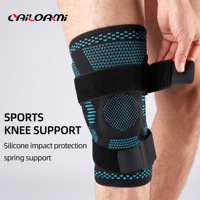 Genouillère de sport réglable en tissu tricoté à compression pour la course et le basketball avec impression de logo en silicone personnalisée
