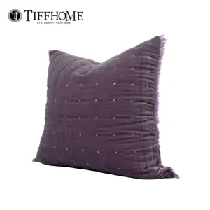Tiff Home venta al por mayor de nuevo producto 45*45cm funda de cojín de macramé de estilo palaciego de terciopelo púrpura ecológico