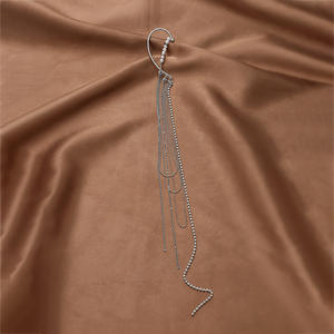 Pendientes de borla larga con diamantes de imitación y cuentas, de piedra natural brillante, estilo minimalista exagerado, tipo ear cuff. - Product Image 2