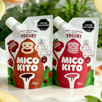Sachet souple personnalisé imprimé avec bec verseur, qualité alimentaire, pour yaourt, purée de fruits, aliments pour bébés