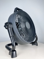 Moteur à courant continu de 12 pouces Ventilateur de sol à 3 pales en métal avec batterie au lithium Appareil ménager de qualité pour application de camping-car en plein air