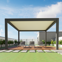 Pergola en aluminium avec finition thermolaquée, design de toit à lames durables pour les environnements extérieurs riches en sel, protection UV, imperméable