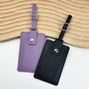 Thickened PU leather top with four-fold clasp luggage tag and vertical-flap boarding <b>pass</b> <b>holder</b> - Product Image 1
