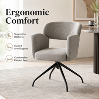 Silla de Comedor Giratoria Premium con Respaldo Abierto, Tapizada en Bouclé, Base Curva en Forma de Estrella, Giro de 360° °   Restaurante Giratorio Rotating Oatmeal Grey Hotel