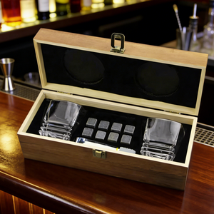 Shunstone personnalisé cristal verre à whisky coffret cadeau glaçons réutilisables Stonnes boîte en bois accessoires de barre pour la fête - Product Image 2
