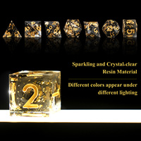 Ensemble de dés DND de luxe en or fumé noir, 7 pièces, dés polyédriques en résine à bords tranchants pour les jeux de rôle sur table Dungeons & Dragons